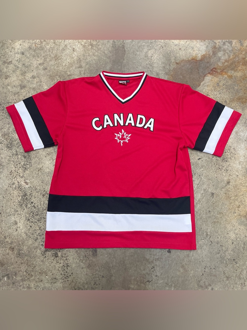 Teepee Canada Jersey Shirt Men’s Medium Red Black Breathable Hockey Streetwear